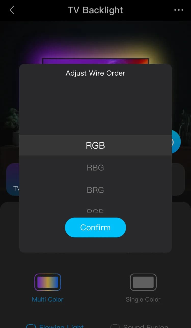 Chọn thứ tự màu RGB, RBG, BRG...