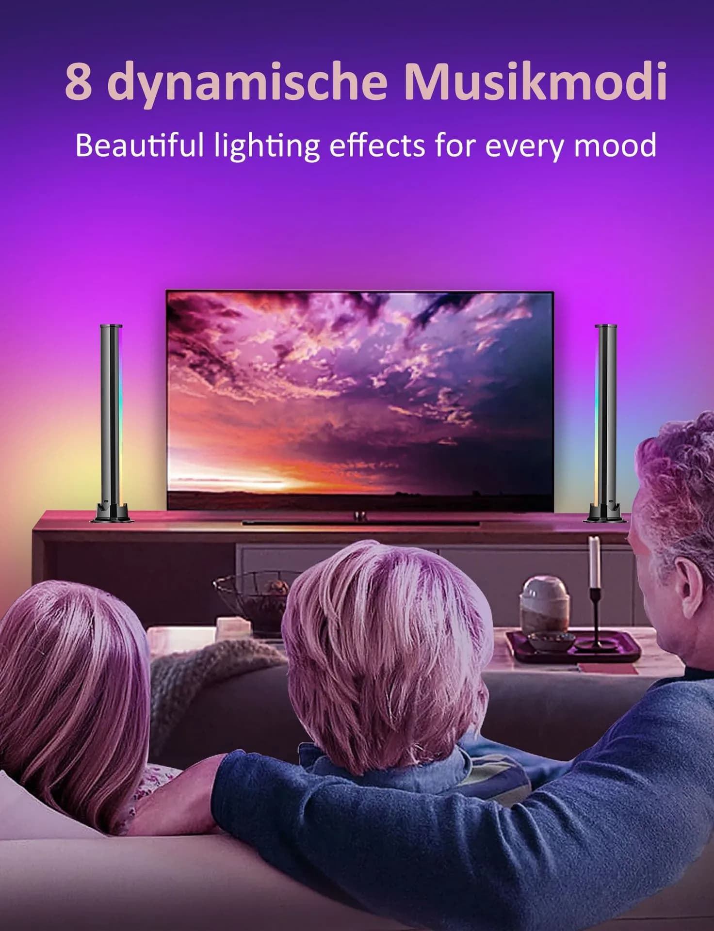 Đèn LED Thanh RGBIC Để Bàn Tuya WiFi – Bộ 2 Thanh, Bắt Nhạc, Remote 24 Phím - ảnh 3