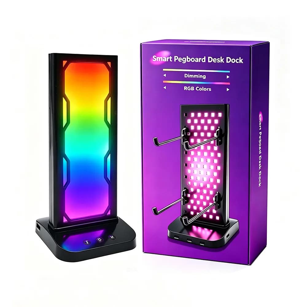 Đèn LED RGB Để Bàn Kiêm Giá Đỡ Tai Nghe & Tay Cầm Game – Sáng 2 Mặt, Bắt Nhạc - ảnh 5