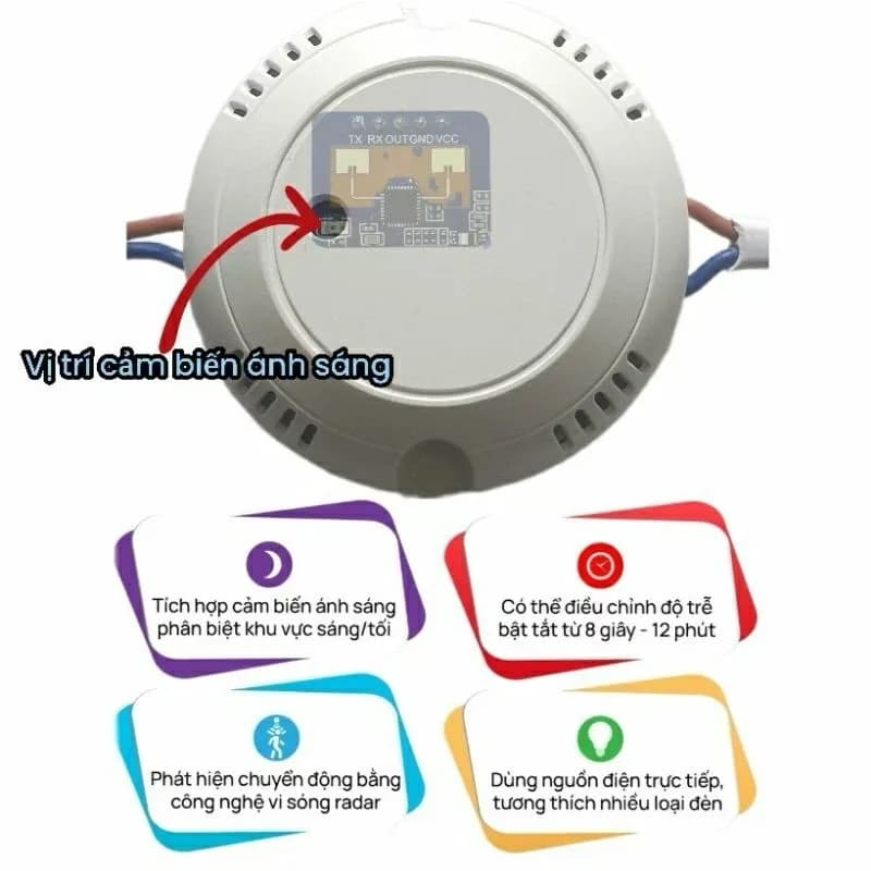 Cảm Biến Hiện Diện Radar 24GHz 220V LD2410C – Tự Bật Tắt Đèn - ảnh 5